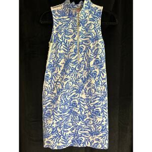 Lilly Pulitzer White Blue Lobster Print Dress XS Coastal Grandma Preppy Summer